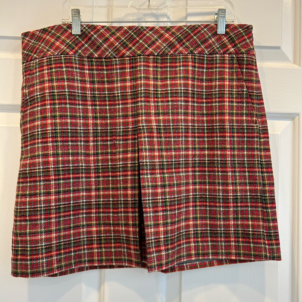 Loft mini shirt plaid red multi color excellent condition